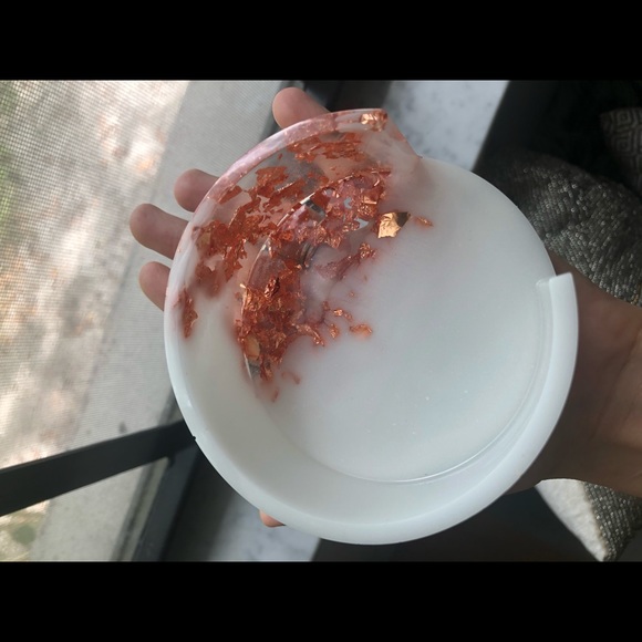 Copper/Rose Gold & White Coaster Set With Holder - Picture 14 of 14